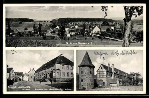 AK Neuses am Sand, Gemischtwarenhandlg. Rückert, Gasthaus - Brauerei Lechner, Rittergut