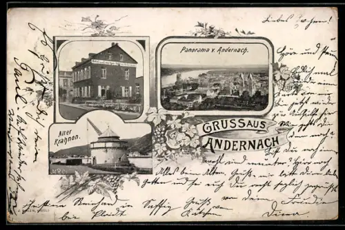 AK Andernach, Hotel zum Laacher See, Alter Krahnen, Ortsansicht