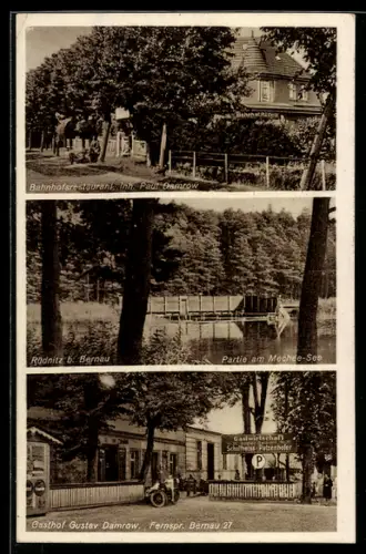 AK Rüdnitz, Bahnhofsrestaurant, Mechee-See & Gasthaus Gustav Damrow