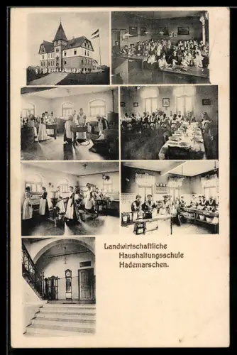 AK Hademarschen, Landwirtschaftliche Haushaltungsschule, Aussen- u. Innenansichten