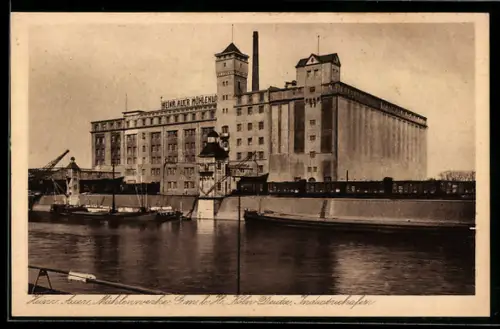 AK Köln-Deutz, Mühlenwerke Heinr. Auer G. m. b. H., Industriehafen