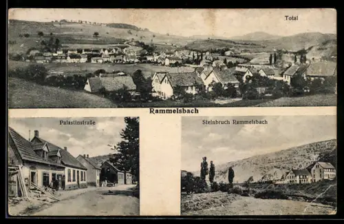 AK Rammelsbach, Totalansicht, Palastinstrasse, Steinbruch