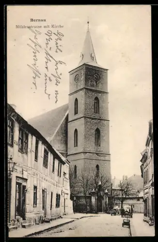 AK Bernau, Mühlenstrasse mit Kirche