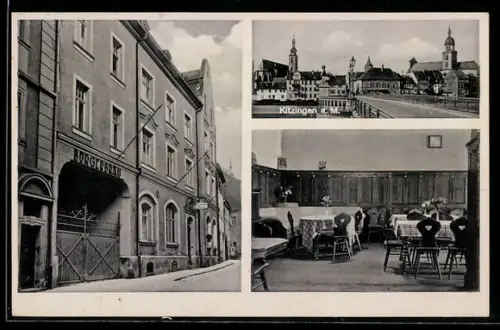 AK Kitzingen a. M., Gasthof Bürgerbräustüberl, Inh. Aloys Klüsspies, Aussen- und Innenansicht