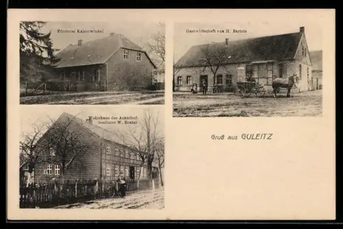 AK Kaiserwinkel, Guleitz, Gasthaus von H. Bartels, Försterei Kaiserwinkel, Wohnhaus des Ackerhofbesitzers W. Bratze