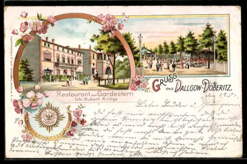 Lithographie Dallgow-Döberitz, Restaurant zum Gardestern, Garten