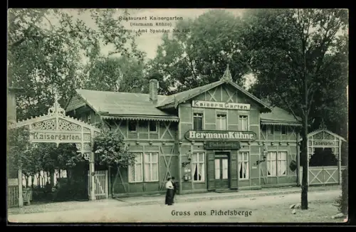 AK Berlin-Pichelsberg, Restaurant Kaisergarten mit Terrasse