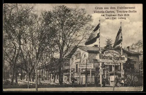 AK Treptow-Berlin, Gasthaus Viktoria-Garten, Inh. Carl Ludwig, Am Treptower Park 25-26