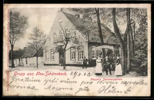 AK Neu-Schönebeck, Gasthaus Passe`s Sommergarten