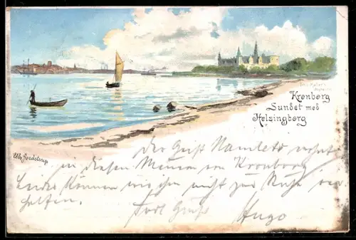 Künstler-AK Helsingborg, Kronborg & Panorama