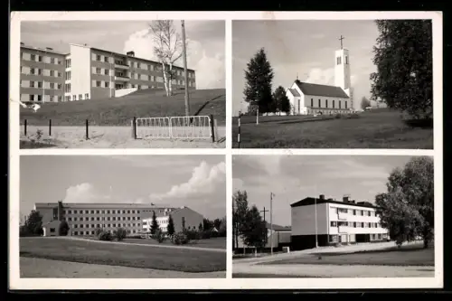 AK Iisarmi, Verschiedene Ortsansichten mit Wohnhäusern und Kirche