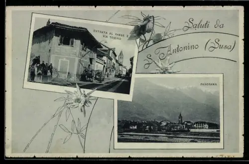 AK Sant`Antonino di Susa, Entrata al Paese e Via Torino, Panorama