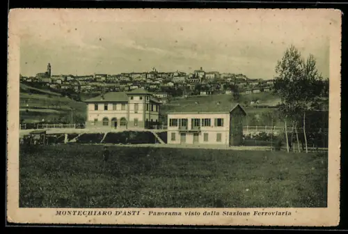 AK Montechiaro d`Asti, Panorama visto dalla Stazione Ferroviaria, Bahnhof