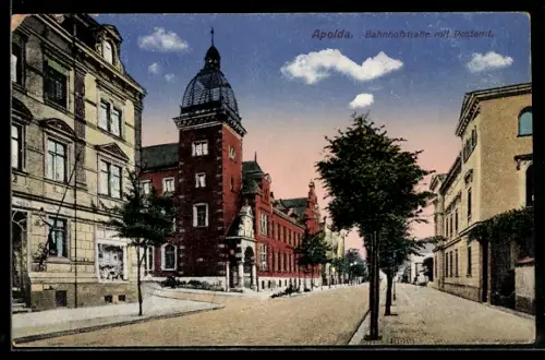 AK Apolda, Bahnhofstrasse, Postamt