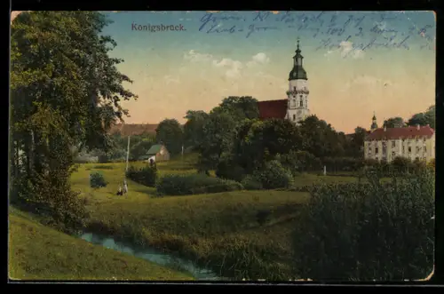 AK Königsbrück, Kirche und Parklandschaft
