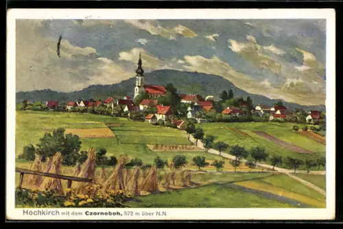 AK Hochkirch, Ortsansicht mit Czorneboh