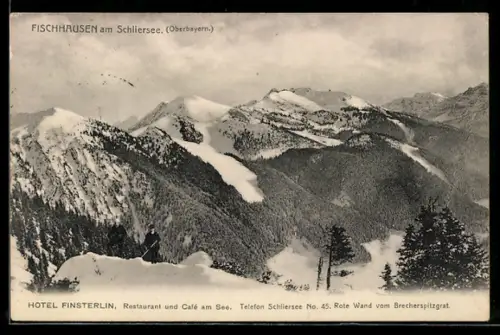 AK Fischhausen am Schliersee, Hotel Finsterlin, Rote Wand vom Brecherspitzgrat