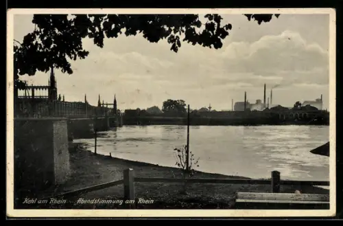AK Kehl am Rhein, Abendstimmung am Rhein