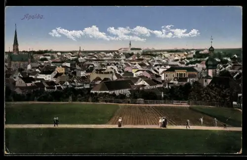 AK Apolda, Stadtansicht mit Kirche und Stadtpanorama