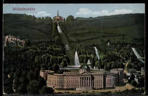 AK Kassel, Wilhelmshöhe, Schloss, Herkules, Wasserspiele