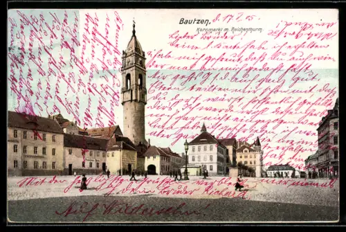 AK Bautzen, Kornmarkt mit Reichenturm