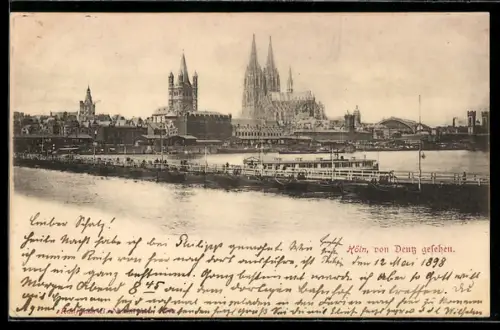 AK Köln, Dom, Gross St. Martin, Rheinpanorama