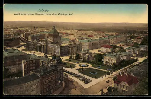 AK Leipzig, Blick vom neuen Rathaus nach dem Reichsgericht