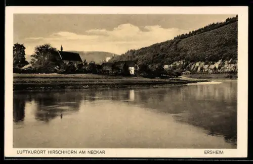 AK Hirschhorn am Neckar, Blick auf Ersheim und Neckarufer