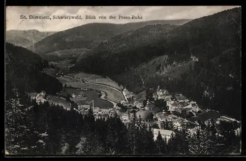 AK St. Blasien /Schwarzwald, Blick von der Preen-Ruhe
