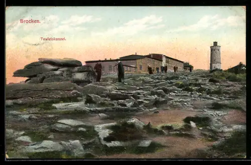 AK Brocken, Teufelskanzel, Brockenhaus, Aussichtsturm