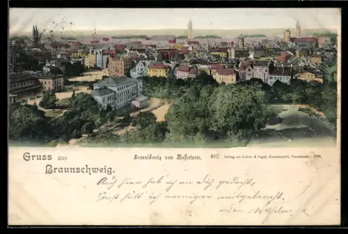 AK Braunschweig, Panorama vom Wasserturm