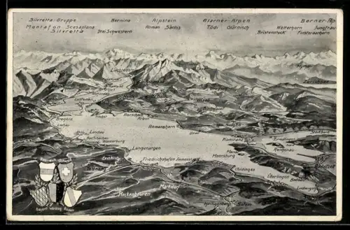 AK Friedrichshafen /Bodensee, Panorama mit Romanshorn, Lindau und Konstanz