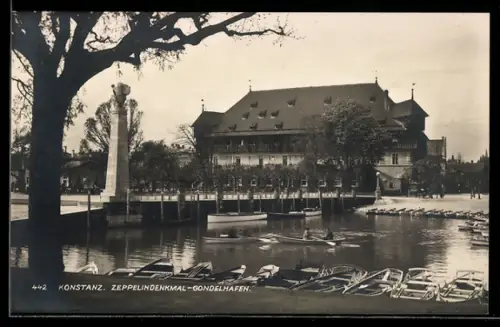 AK Konstanz, Zeppelindenkmal, Gondelhafen