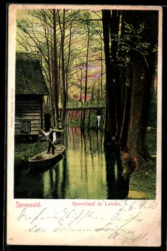 AK Lehde /Spreewald, Spreelauf, Häuser am Wasser