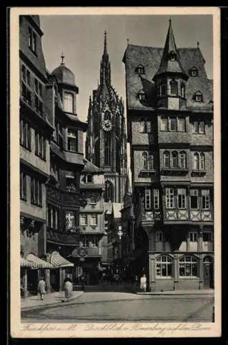 AK Alt-Frankfurt, Durchblick am Römerberg auf den Dom