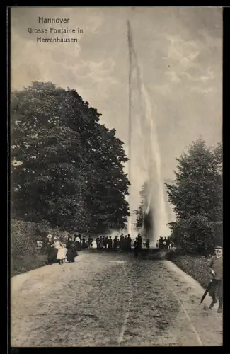 AK Hannover, Grosse Fontaine in Herrenhausen