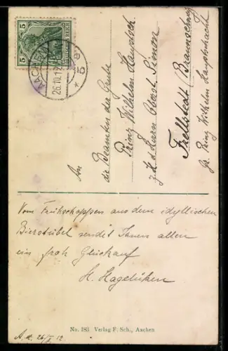 AK Aachen, Postwagen am Rathaus