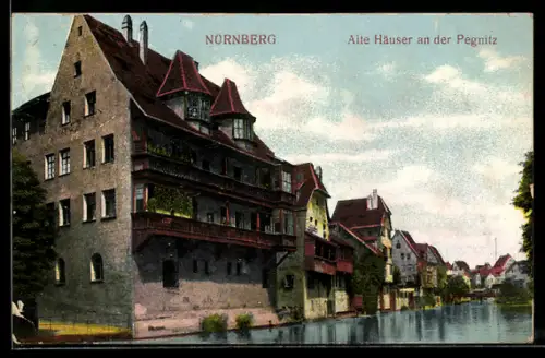 AK Nürnberg, Alte Häuser an der Pegnitz