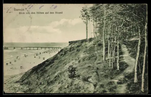 AK Bansin, Blick von den Höhen auf den Strand