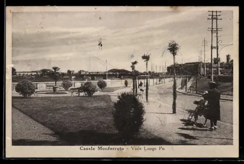 AK Casale Monferrato, Viale Lungo Po con passeggiata e alberi lungo la strada