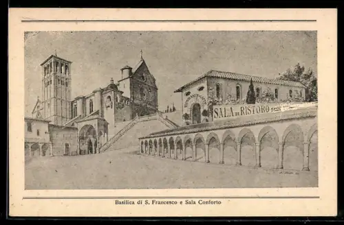 Künstler-AK Assisi, Basilica di S. Francesco e Sala Conforto