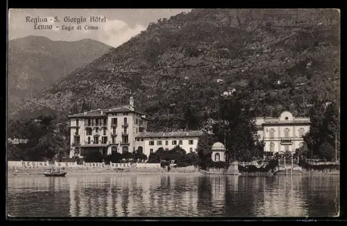 AK Lenno /Lago di Como, Regina, S. Giorgio Hôtel con vista sul lago e monti circostanti