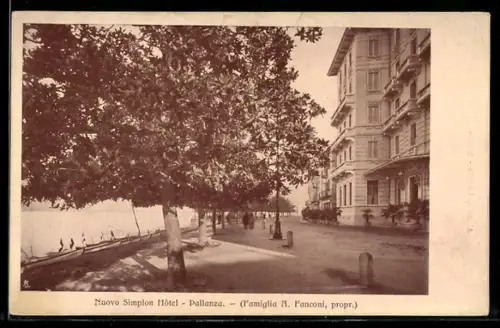 AK Pallanza, Nuovo Simplon Hôtel e viale alberato lungo il lago