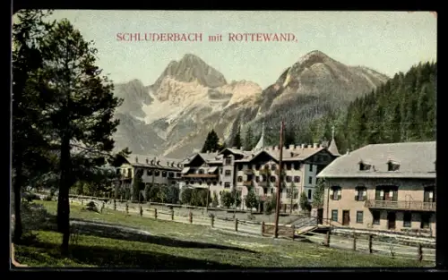 AK Schluderbach, Ortsansicht mit Rottewand