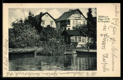 AK Lychen, Ortspartie am Wasser