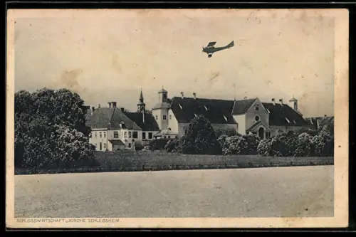 AK Schleissheim, Schlosswirtschaft und Kirche