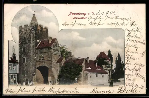 AK Naumburg a. S., Marientor, Stadtmauer, Häuser