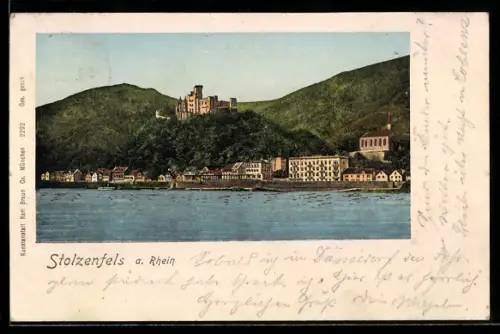 AK Stolzenfels a. Rhein, Schloss Stolzenfels, Ortsansicht vom Rhein