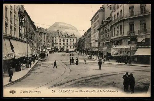 AK Grenoble /L`Isère, Place Grenette et le Saint-Eynard