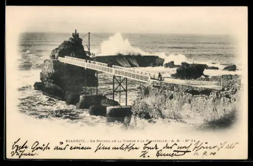 AK Biarritz, Le Rocher de la Vierge et la Passerelle